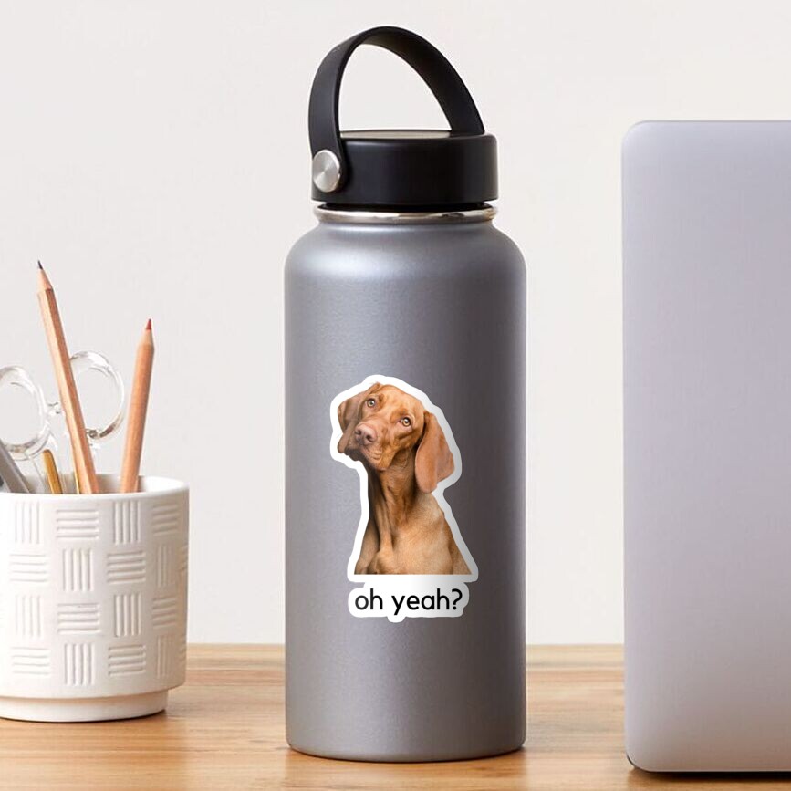 ""Oh Yeah?" Funny Dog Meme" Sticker for Sale by prettysol1 Redbubble