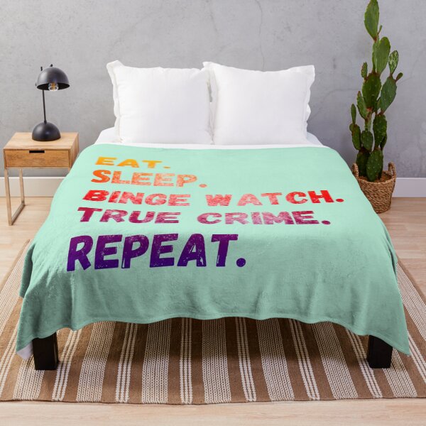 Item preview, Eat, Sleep, Binge Watch Crime Shows, Repeat! (pop art colors) designed and sold by CristalleLisa.