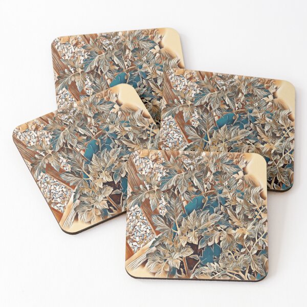 Item preview, Tomato Plants Leaves Photo Abstract Beige Turquoise designed and sold by DianeBP.
