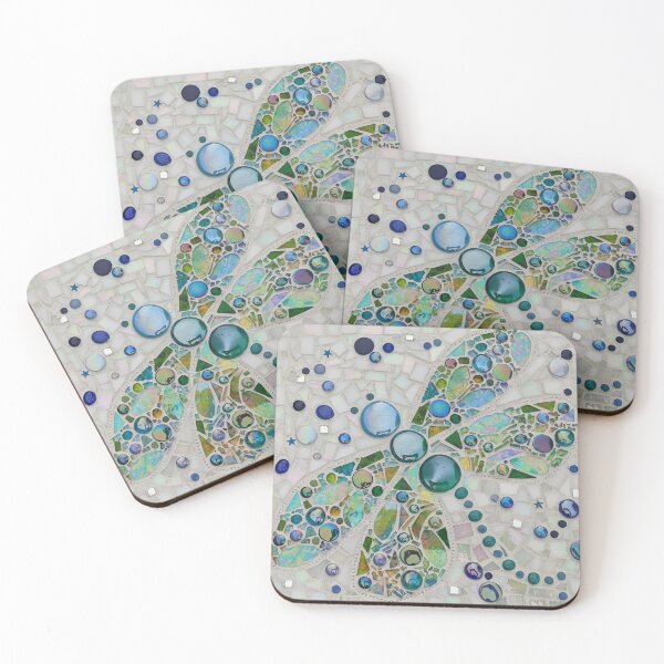 Item preview, Stained glass mosaic dragonfly in teal, blue  and green. designed and sold by suespaintroom.