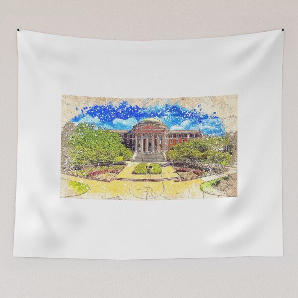 Item preview, The Dallas Hall of the Southern Methodist University in Dallas, Texas - colored drawing designed and sold by NickoPrints.