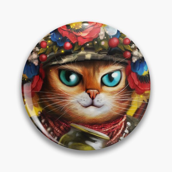 Item preview, Ukrainian cat soldier in a wreath of flowers designed and sold by MaryshaArt.