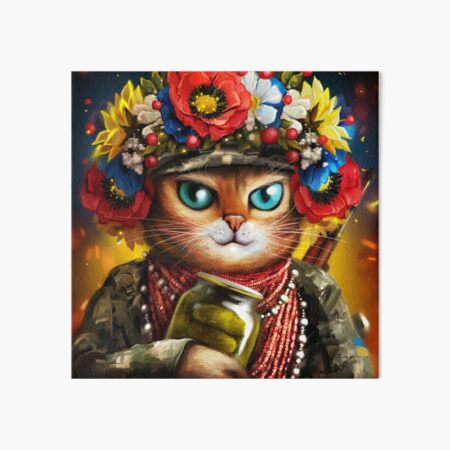 Artikel-Vorschau von Ukrainischer Katzensoldat in einem Blumenkranz, designt und verkauft von MaryshaArt.
