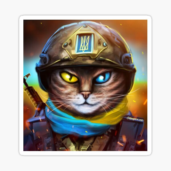 Aperçu de l'œuvre Chat Soldat Ukrainien créée et vendue par MaryshaArt.