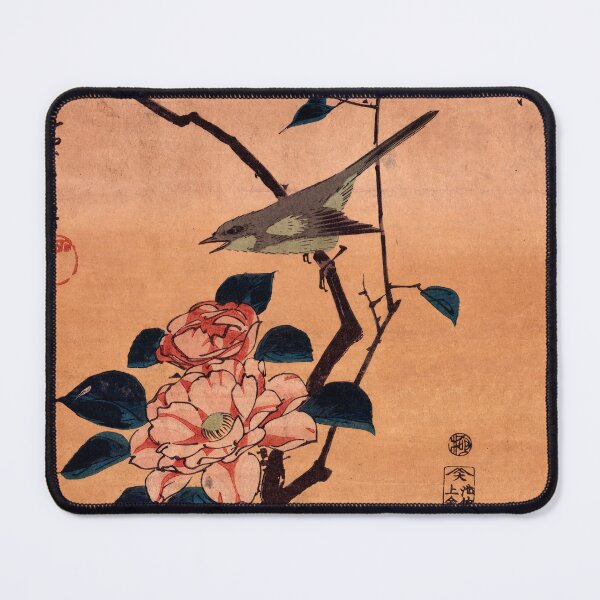 Item preview, Tsubaki ni Uguisu (Camellia and Bush Warbler), Utagawa Hiroshige designed and sold by Geraldo Garcia.