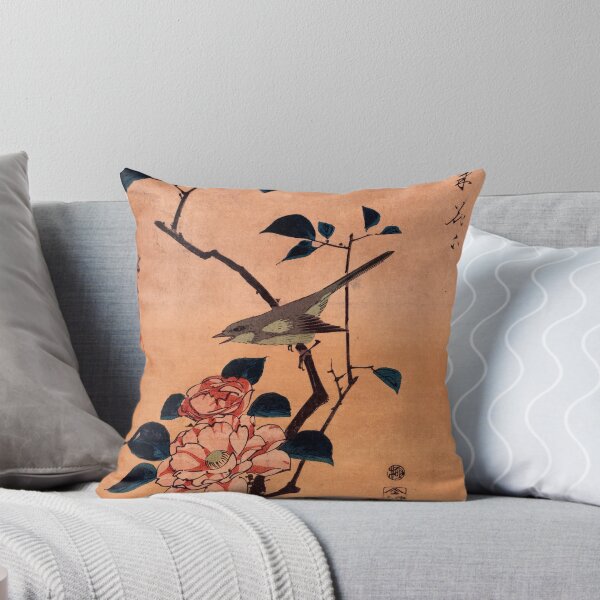 Item preview, Tsubaki ni Uguisu (Camellia and Bush Warbler), Utagawa Hiroshige designed and sold by Geraldo Garcia.