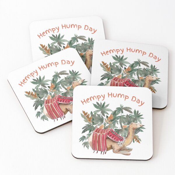 Item preview, Hempy Hump Day Camel with Hemp Plants watercolour  Funny Saying designed and sold by TheLomiLoveBus.