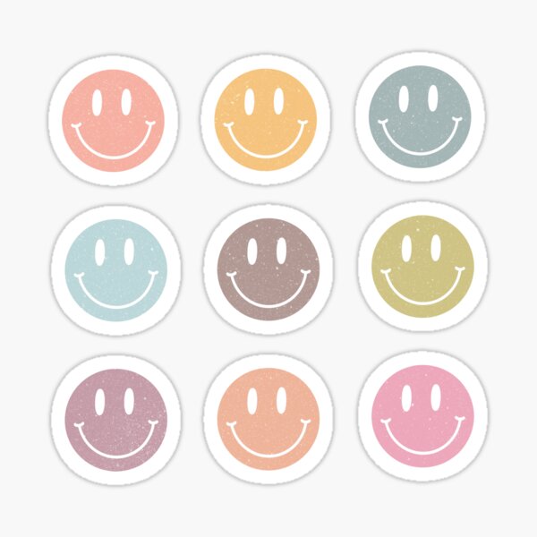 Pastel Groovy Smiley Faces Set - Smiley Face Pack Sticker
