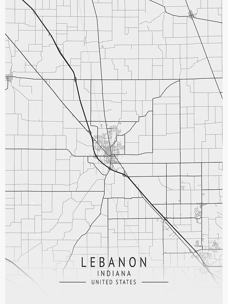 "Lebanon Indiana US Gray City Map" Poster for Sale by ctmapprint