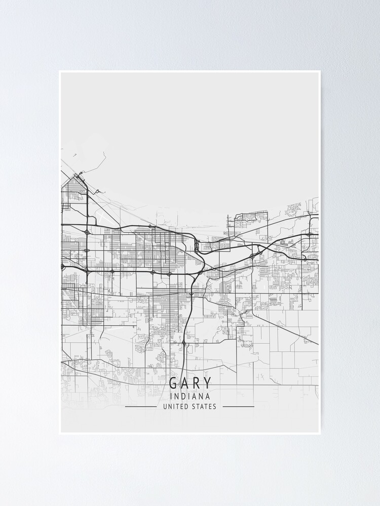 "Gary Indiana US Gray City Map" Poster for Sale by ctmapprint