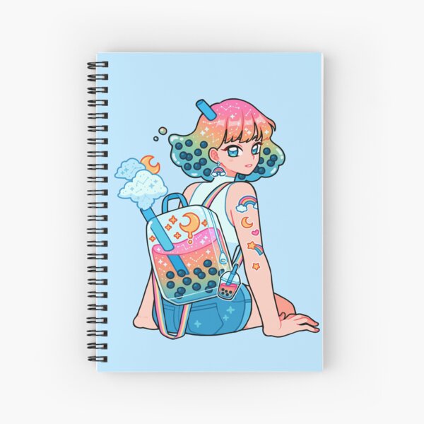 Pastel Kawaii Spiral Notebook Cute Rabbit, Milk, Bubble Tea, Rainbow, Star  Cartoon Print Pink Kawaii Spiral Notebook Aesthetic Notebook 