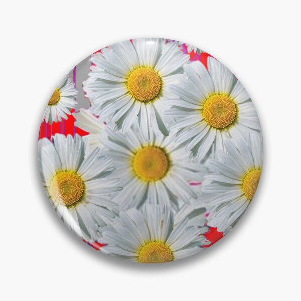Item preview,  RED ACCENTS  WHITE DAISY PATTERN ABSTRACT GREY ART  designed and sold by sharlesart.