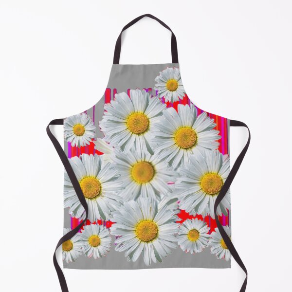 Item preview, RED ACCENTS WHITE DAISY PATTERN ABSTRACT GREY ART designed and sold by sharlesart.