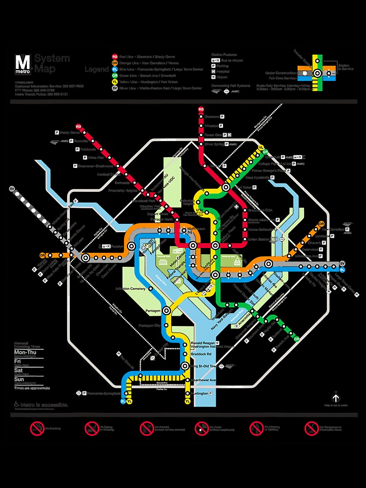 Washington Dc Metro Map Silver Line T-Shirt Washington Dc Metro Map Silver Line T-Shirt