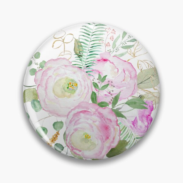 Item preview, hand painted pink eustoma flowers arrangement  watercolor arrangement  designed and sold by ColorandColor.