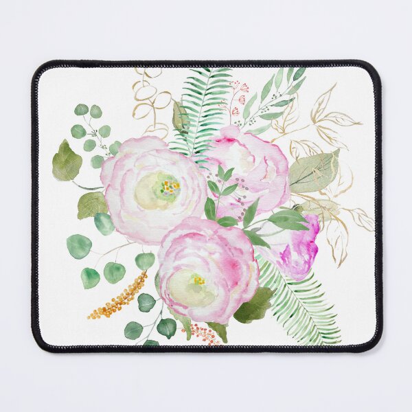 Item preview, hand painted pink eustoma flowers arrangement  watercolor arrangement  designed and sold by ColorandColor.