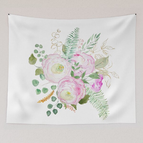 Item preview, hand painted pink eustoma flowers arrangement  watercolor arrangement  designed and sold by ColorandColor.