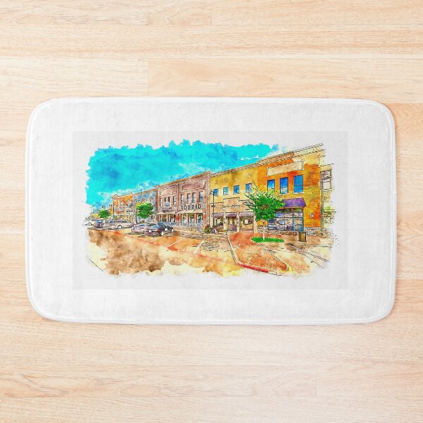 Item preview, Historical building in downtown Arlington, Texas, pen sketch and watercolor designed and sold by NickoPrints.