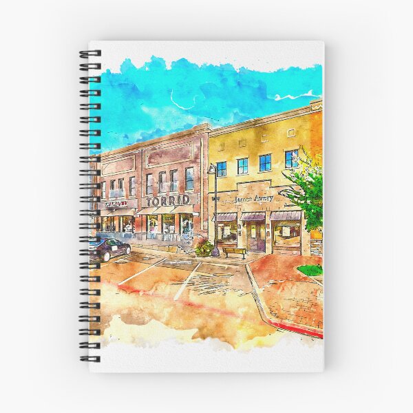 Artikelvorschau, Historisches Gebäude in der Innenstadt von Arlington, Texas, Federskizze und Aquarell entworfen und verkauft von NickoPrints.