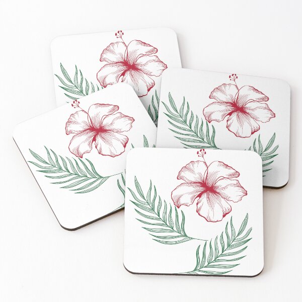 Item preview, tropical leaves and exotic hibiscus flower. High quality illustration  designed and sold by Sunshine2504.