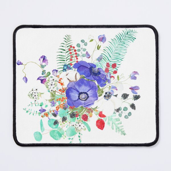 Item preview, hand painted purple anemone flowers watercolor arrangement  designed and sold by SelenePaintings .