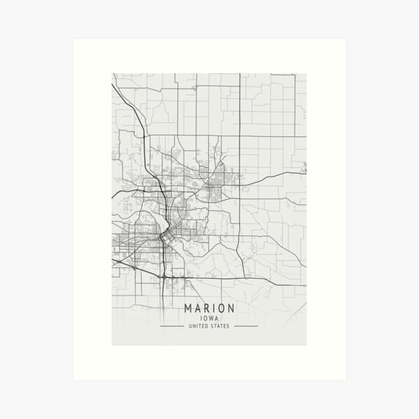 Item preview, Marion  -  Iowa - US Gray City Map designed and sold by ctmapprint.