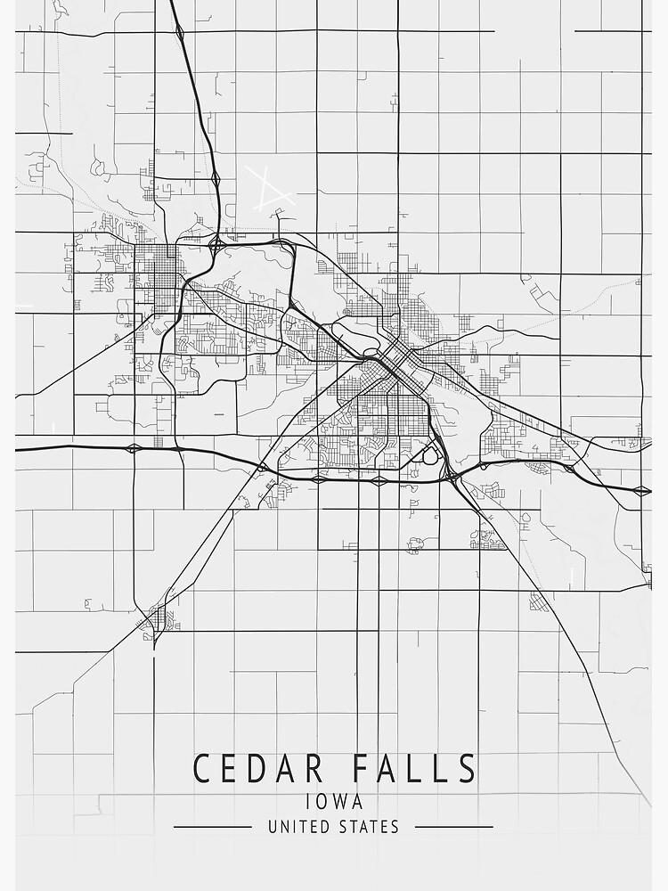 "Cedar Falls Iowa US Gray City Map" Poster for Sale by ctmapprint