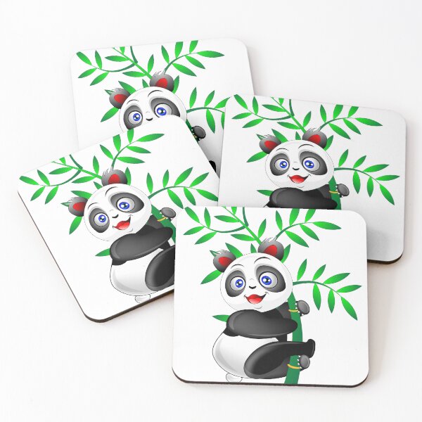 Item preview, Cute baby panda cartoon hanging on bamboo designed and sold by ZieProject.