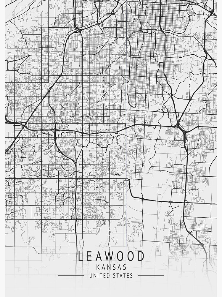 "Leawood Kansas US Gray City Map" Sticker by ctmapprint Redbubble