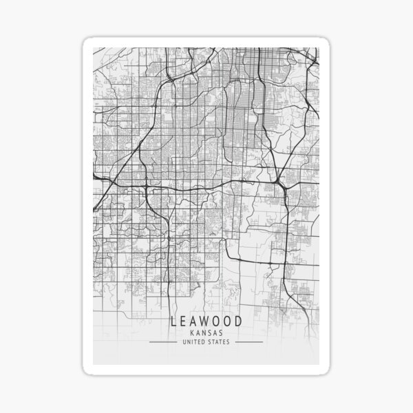 "Leawood Kansas US Gray City Map" Sticker by ctmapprint Redbubble