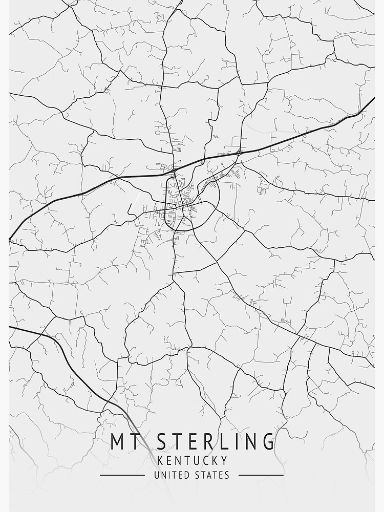 "Mt Sterling Kentucky US Gray City Map" Poster for Sale by