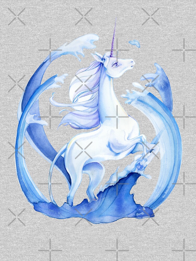 The Last Unicorn Standing In Blue Water Tides by miriamsteinau