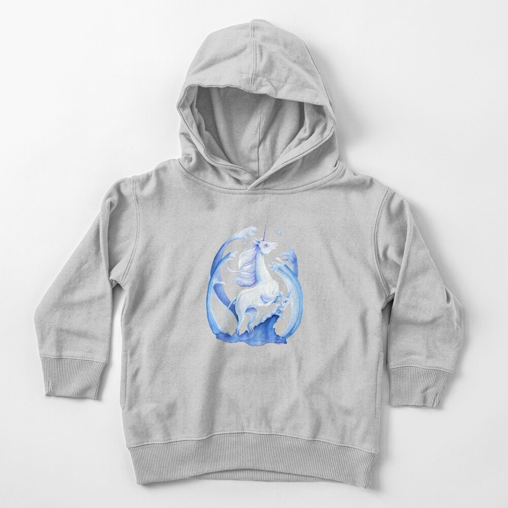 The Last Unicorn Standing In Blue Water Tides Toddler Pullover Hoodie