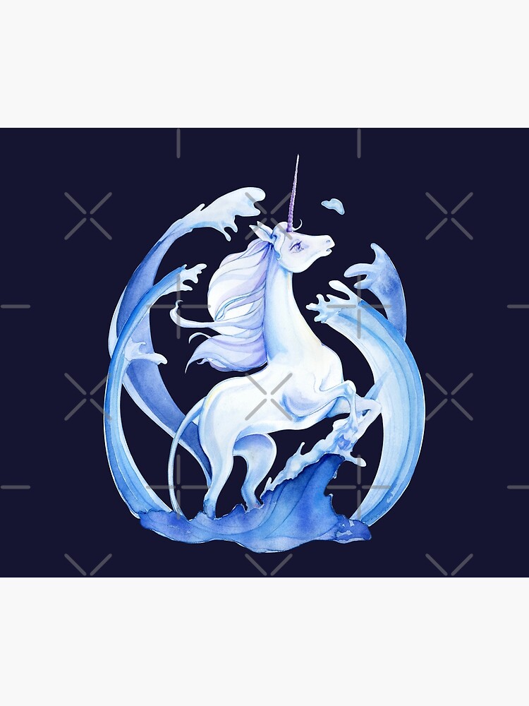 The Last Unicorn Standing In Blue Water Tides by miriamsteinau