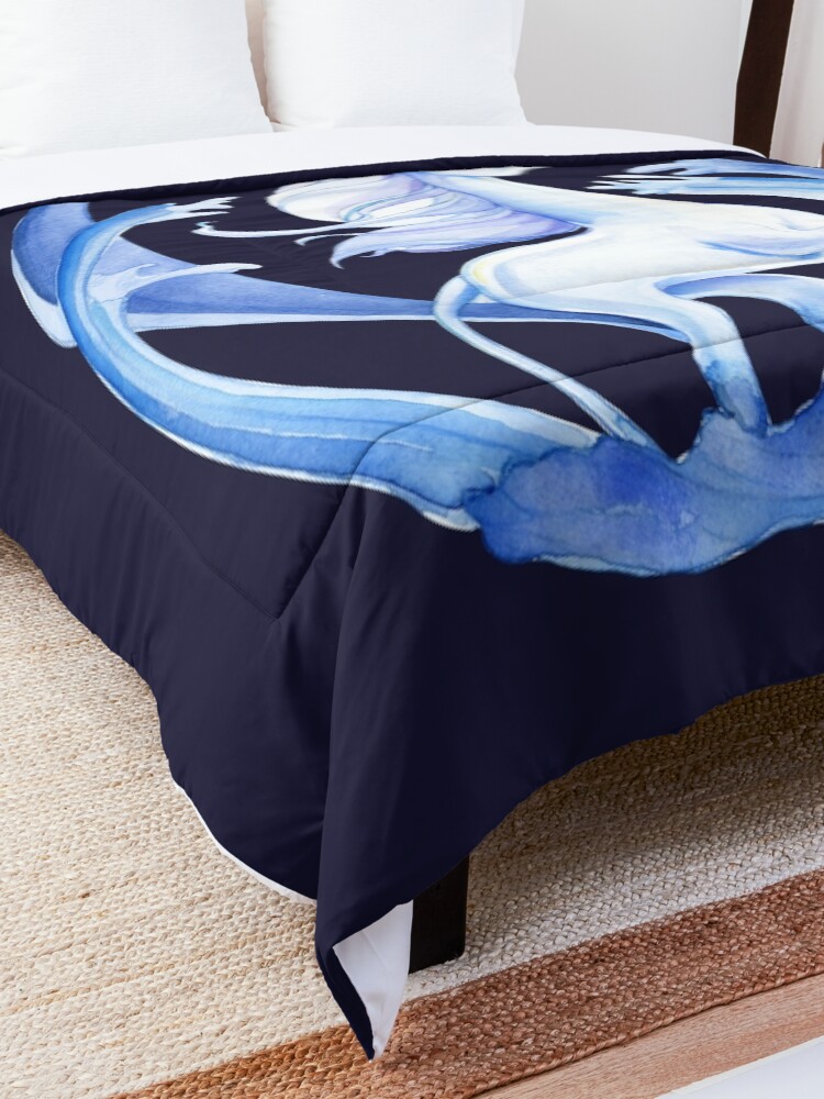 Alternate view of The Last Unicorn Standing In Blue Water Tides Comforter
