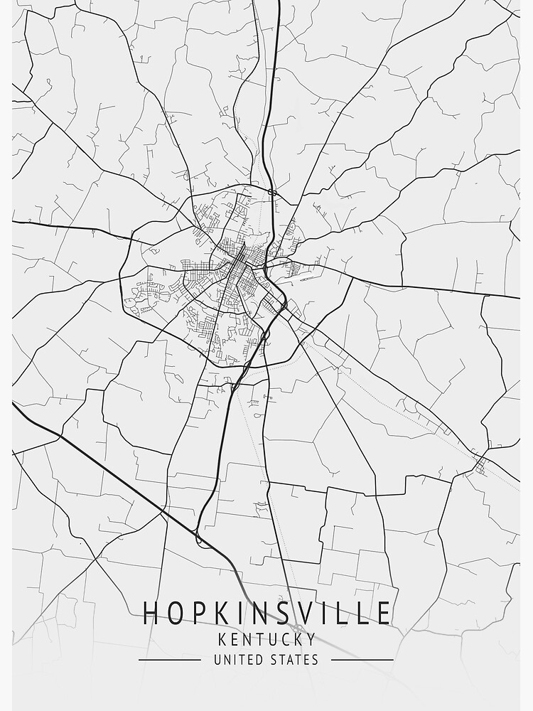 Hopkinsville Kentucky US Gray City Map Photographic Print For   Flat,750x,075,f Pad,750x1000,f8f8f8 