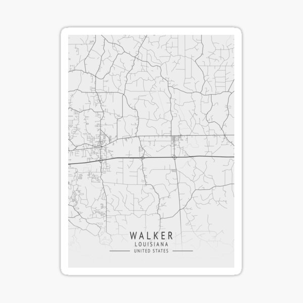 "Walker Louisiana US Gray City Map" Sticker by ctmapprint Redbubble