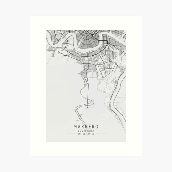 Item preview, Marrero  -  Louisiana - US Gray City Map designed and sold by ctmapprint.