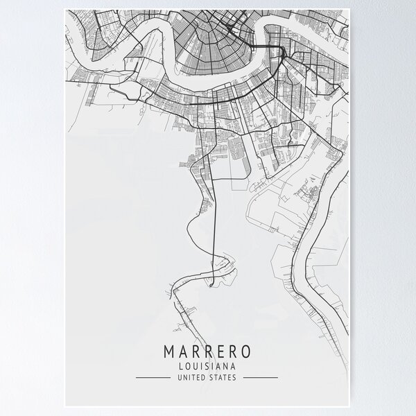 Item preview, Marrero  -  Louisiana - US Gray City Map designed and sold by ctmapprint.