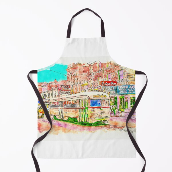Item preview, Old streetcar in El Paso, Texas - pen sketch and watercolor designed and sold by NickoPrints.