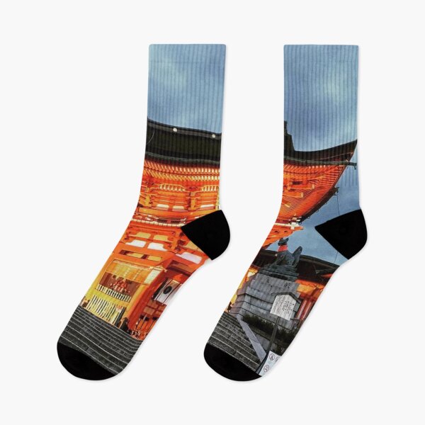 Item preview, Japanese shrine on a gloomy evening - Fushimi Inari Shrine designed and sold by MarksonPrints.