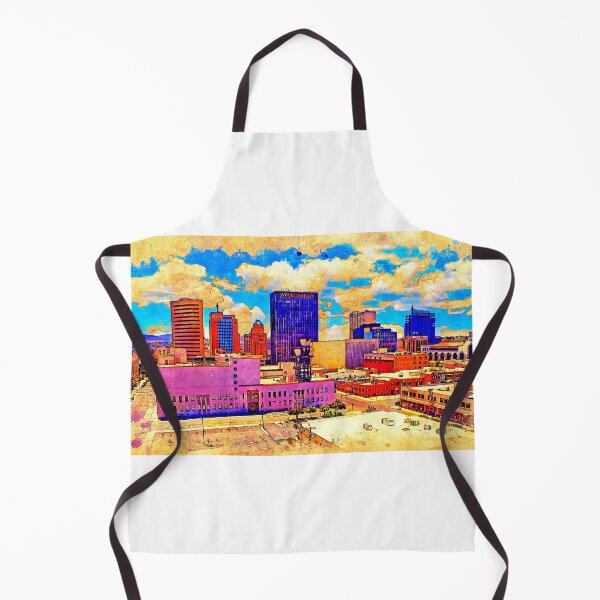Item preview, Skyline of Downtown El Paso, Texas, digital painting with vintage look designed and sold by NickoPrints.
