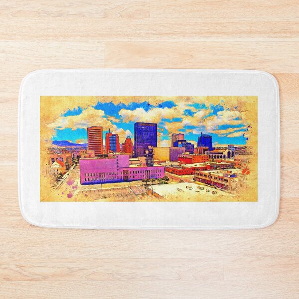 Item preview, Skyline of Downtown El Paso, Texas, digital painting with vintage look designed and sold by NickoPrints.