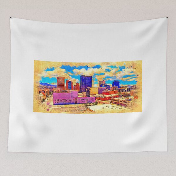 Item preview, Skyline of Downtown El Paso, Texas, digital painting with vintage look designed and sold by NickoPrints.