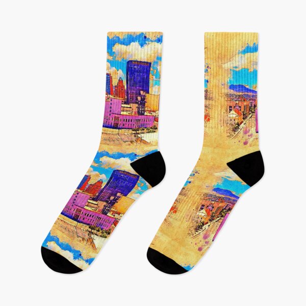 Item preview, Skyline of Downtown El Paso, Texas, digital painting with vintage look designed and sold by NickoPrints.