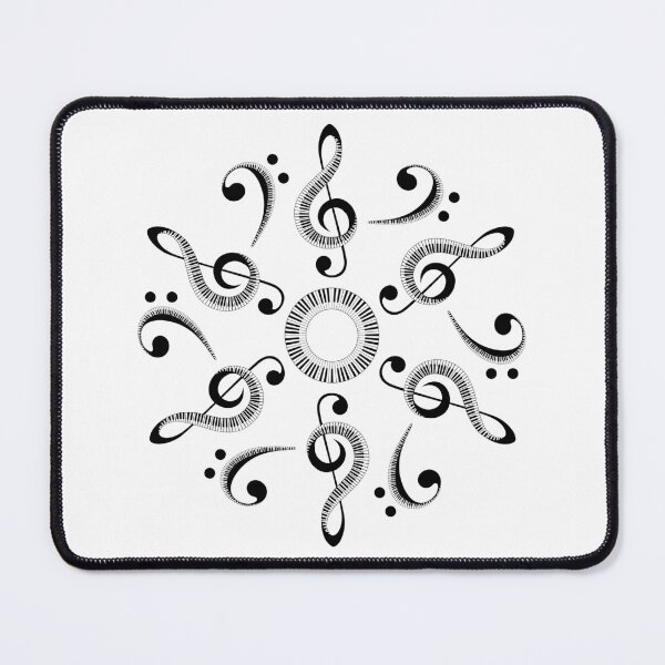 Item preview, PIANO MUSIC CLEFS MANDALA black designed and sold by KoolDsignsMUSIC.