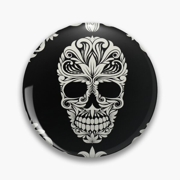 Item preview, Black And Beige Floral Skull Digital Illustration  designed and sold by RihabPrint.