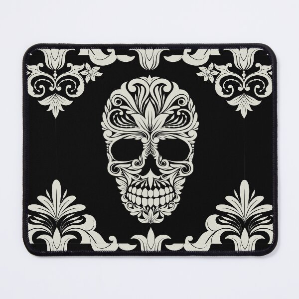 Item preview, Black And Beige Floral Skull Digital Illustration  designed and sold by RihabPrint.