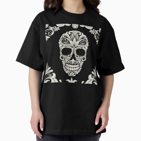 Item preview, Black And Beige Floral Skull Digital Illustration  designed and sold by RihabPrint.