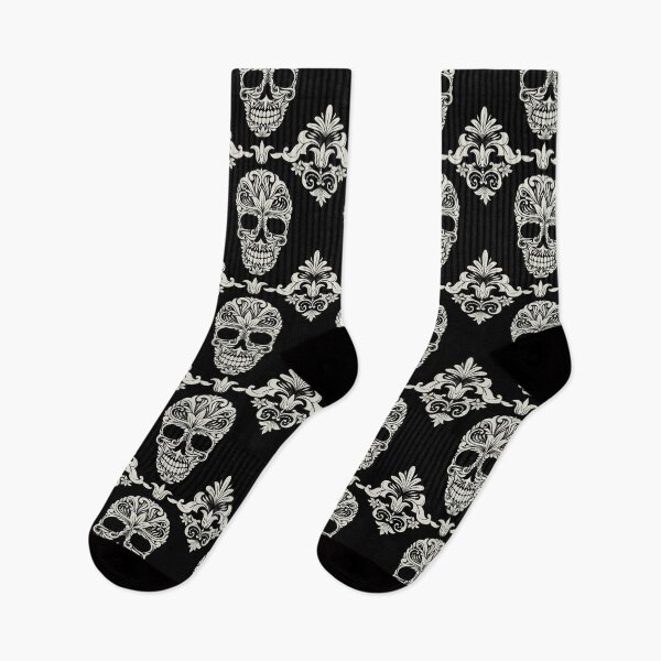 Item preview, Black And Beige Floral Skull Digital Illustration  designed and sold by RihabPrint.